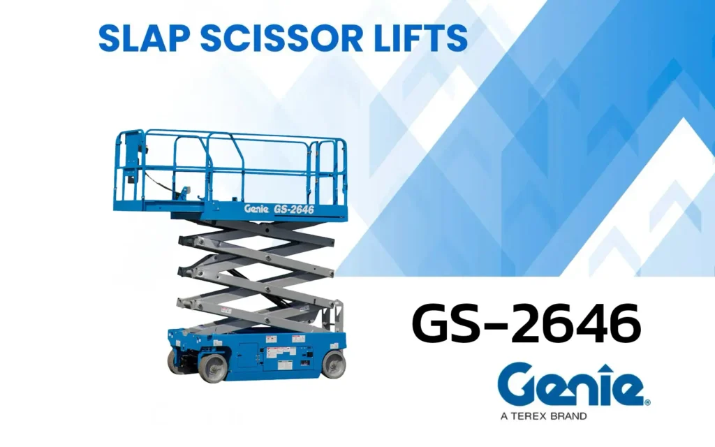 รถกระเช้า เช่ารถกระเช้าไฟฟ้า สกายมาสเตอร์ slap scissor lifts genie GS 2646 skymaster